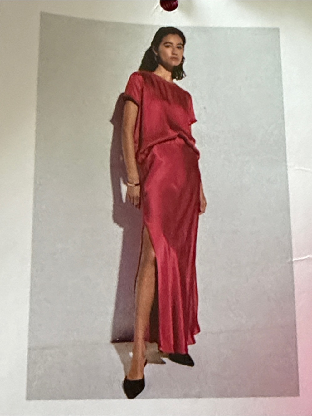 Nation Los Angeles Women’s Fuchsia Satin Maxi Skirt large